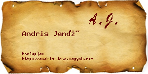 Andris Jenő névjegykártya